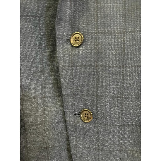  Mens Wool Blend Window Pane Two-Button Blazer, 48 Long