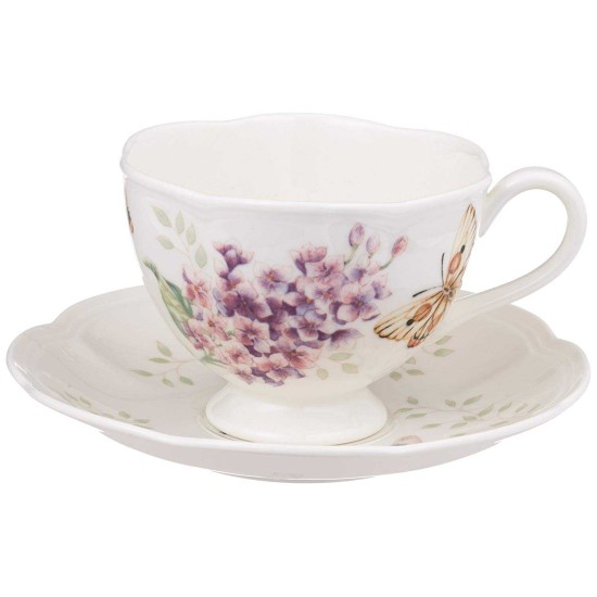  Butterfly Meadow Butterfly Cup and Saucer Set, Pink/White