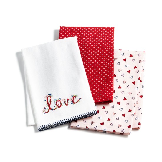  Valentine’s Day Kitchen Towels, Set of 3, Multi