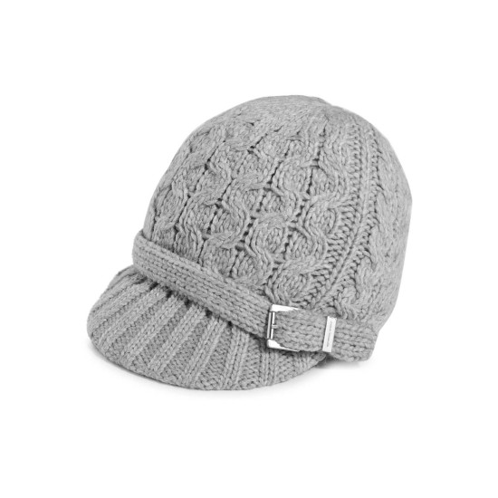  Classic Cable Knit Winter Newsboy Cap (Grey)