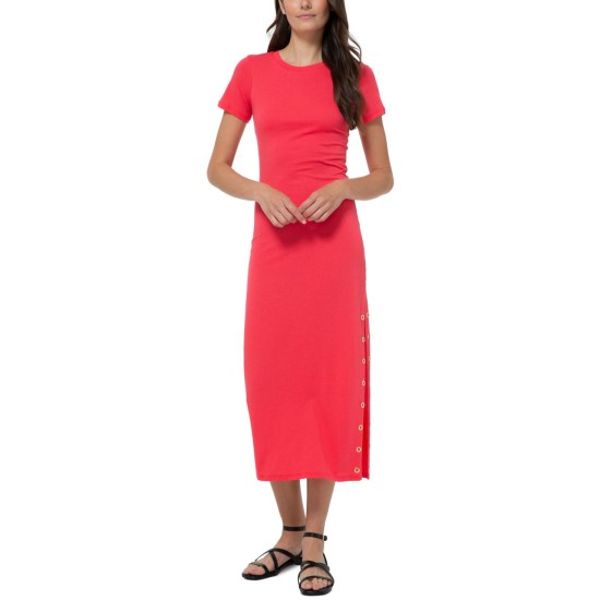  Grommet-Trim Regular & Petite Maxi Dress, Geranium, Small