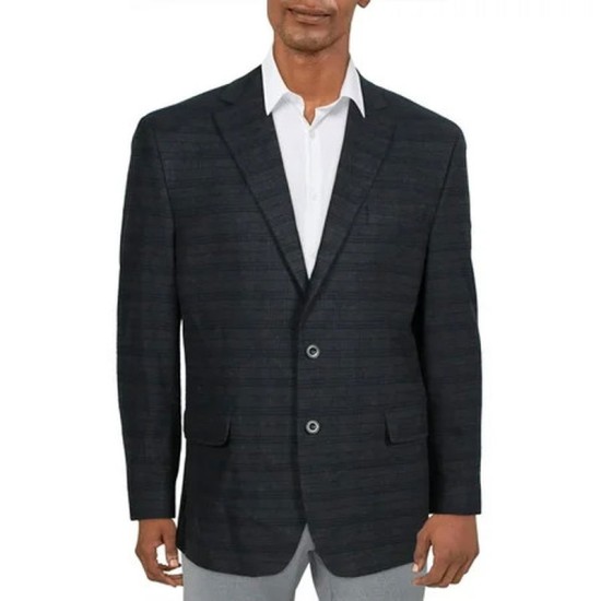  Mens Kelson Plaid Modern Fit Two-Button Blazer, 46 Long