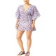  Womens Chevron Kimono Dress Swim Cover-Up, Purple, Small