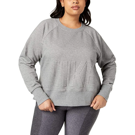  Womens Plus Fitness Activewear Sweatshirt Gray 1X