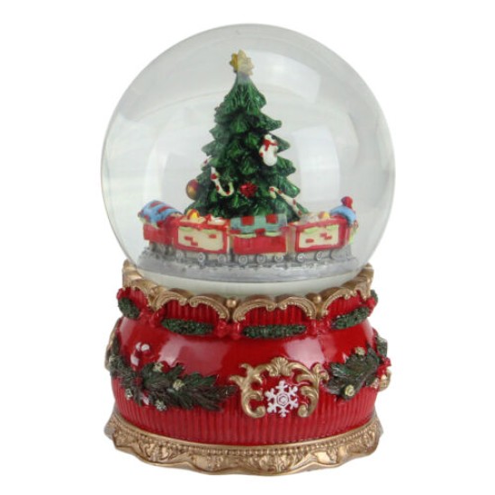  6″ Musical Christmas Tree Train Animated Water Globe Table Decor