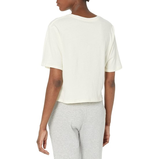  Women’s Cotton Cropped Logo-Graphic T-Shirt, Ivory Glow,  X-Large
