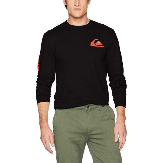  Men’s Logo Long Sleeve Tee Shirt (Black, XL)