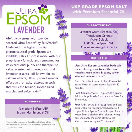  Ultra Epsom Lavender Scented Premium Epsom Bath Salt 18 Pound Bag