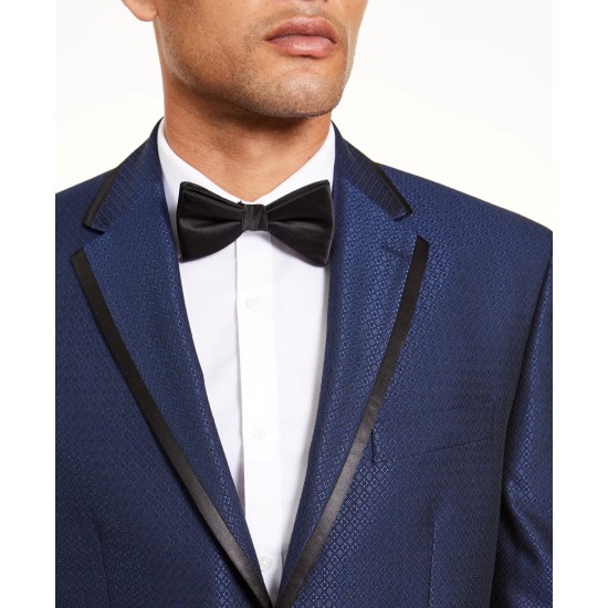  Men’s Classic-Fit Blue Diamond Suit Separate Jacket, Blue, 38R