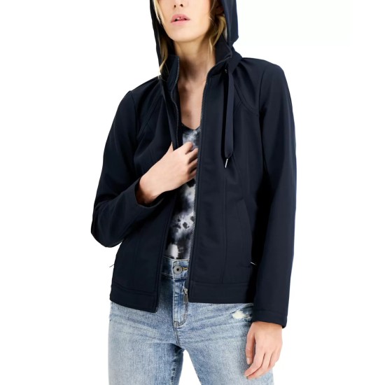  Womens Juniors’ Hooded Raincoat, Navy, Medium