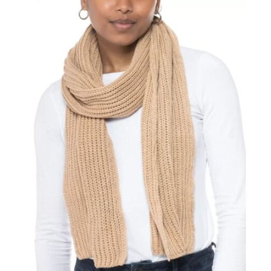 Style & Co Solid Ribbed Muffler Scarf, Beige, 72\'\' x 10\'\'