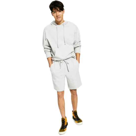  Men’s Garment Dyed Fleece Shorts, Light Gray, XXL