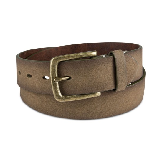  Men’s Pebbled Faux-Leather Belt, Olive, Large ( 38-40 )