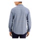 Mens Cotton Plaid Button-Down Shirt, Blue, Small