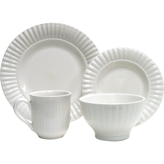  16−pc Masion White Dinnerware Set, Set of 4