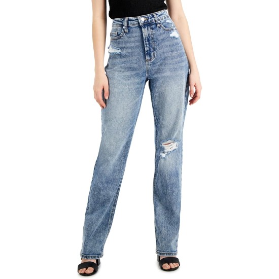  Juniors’ 90s Wide Leg Jeans, Westlake Wash, 5