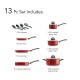  Everyday 13 Piece Non-Stick Cookware Set, Red