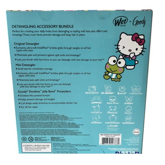 Wet Brush + Goody Detangling Accessory Bundle Hello Kitty Keroppi And Friends Sc