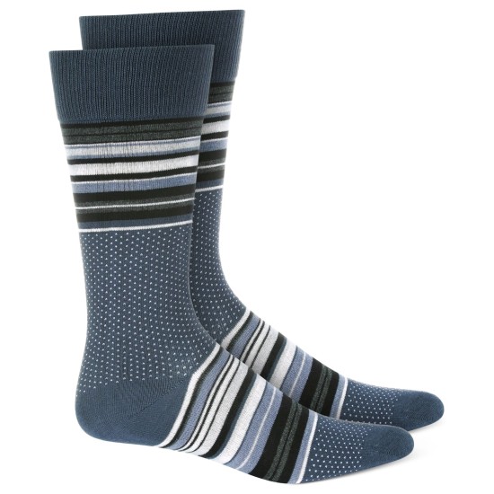  Mens Striped Dress Socks, Gray, 10-13