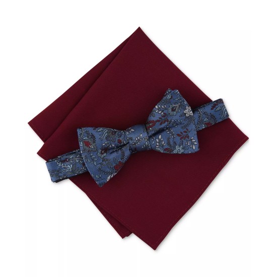  Men’s Cambridge Floral Bow Tie & Pocket Square Sets, wine