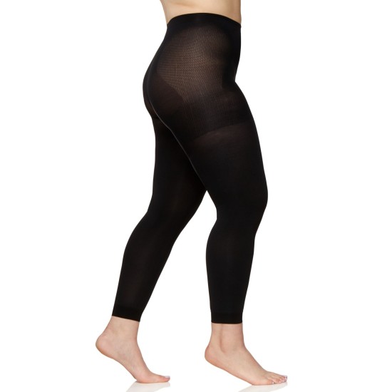  Plus Size Easy-On Max Coverage Footless Tights, Black, 1X-2X