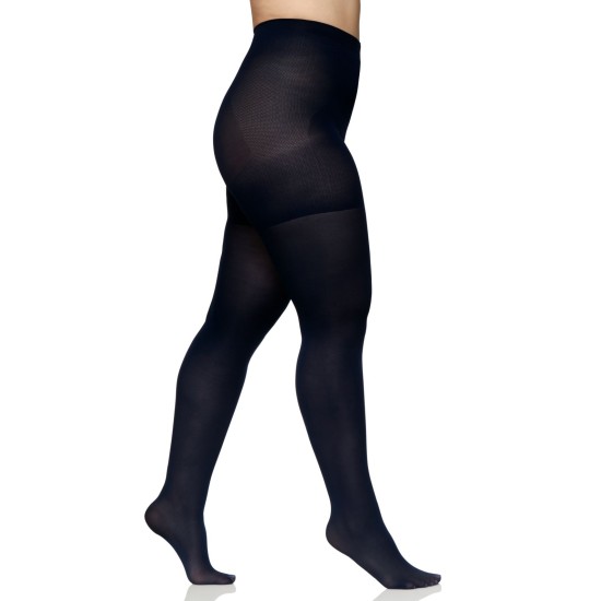  Womens Plus Size Easy On Cooling Control Top Tights, Navy, 1X-2X