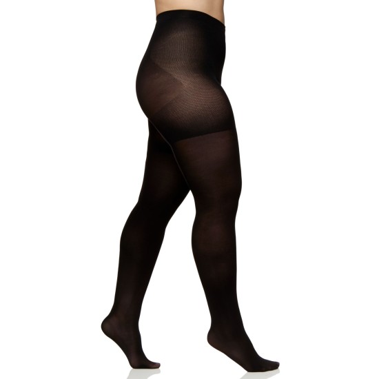  Womens Plus Size Easy On Cooling Control Top Tights, Black, Queen Petite