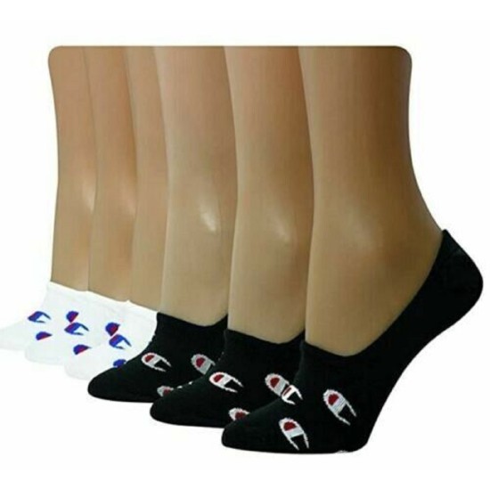  Women’s 6-Pk. Invisible Liner Socks, Black/White, 9-11