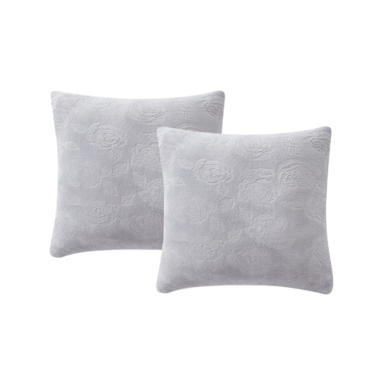 Home Throw Pillows Faux Fur 18 X 18- Set of 2, Light Gray, 12 SGL