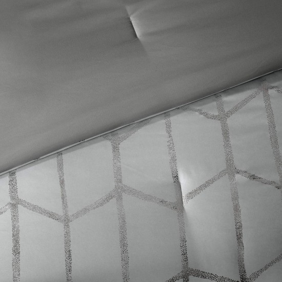  Khloe 5-Piece Grey/Silver Comforter Set, King/California King
