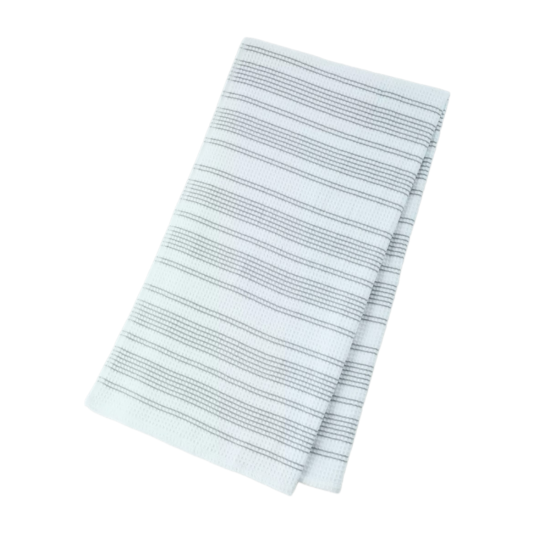  Waffle Bath Towels, White/Gray, 27x52