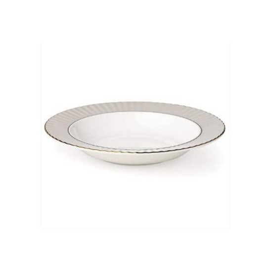  Pleated Colors 9.25'' Rimmed Bowl, Taupe/Grey