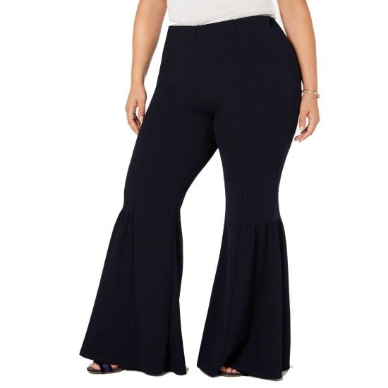  Woman’s Petite Plus Bell-Bottom Pants (Black, 3X)