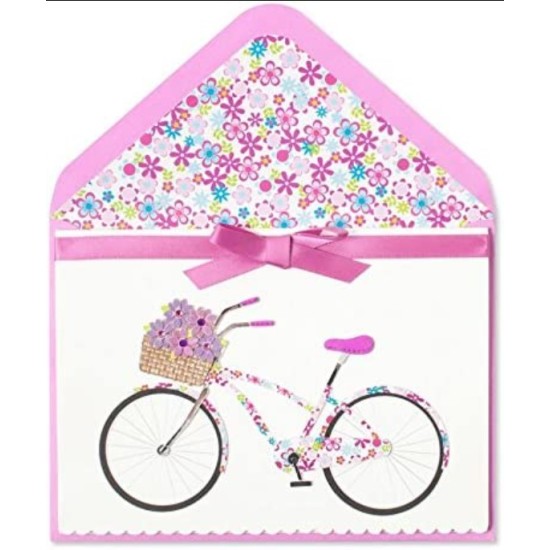  Blank Inside Card – Bicycle Romantic Flowers