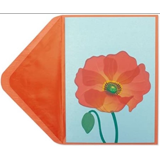 Papyrus Poppy Flower Greeting Card Blank Inside