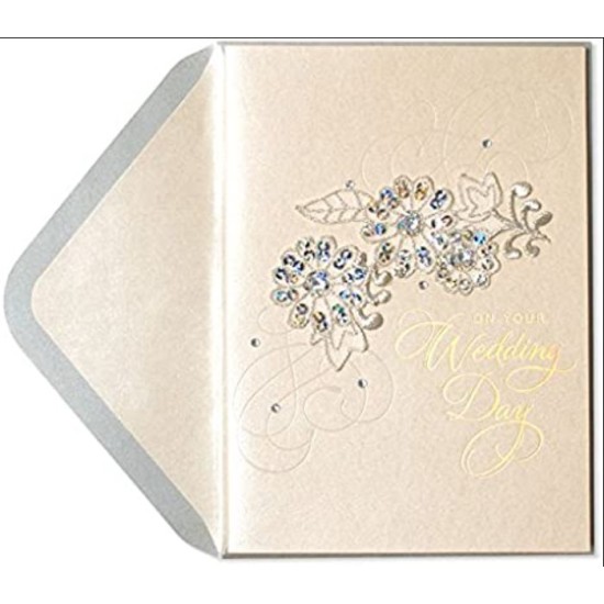  Wedding Card Embellished Floral Embroidery Applique With Jewels-elegant