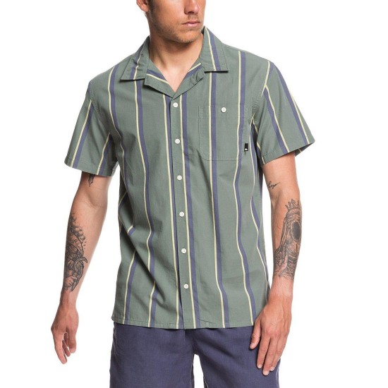  Men’s No Worries Mate Short Sleeve Woven Shirt (Green, 2XL)