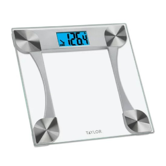  Weight Tracking LCD Glass Body Weight Scale Battery Powered, 440 lb