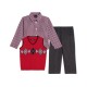 TFW Little Boys Argyle 3 Piece Sweater Set, Red/Charcoal, 6 Regular
