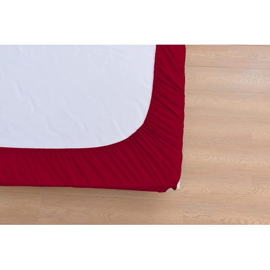  Wrinkle Free Sheet Sets with Deep Pockets & Stain Resistant, 4 pc, 1800 Thread Count Bamboo Based, Red, Split King