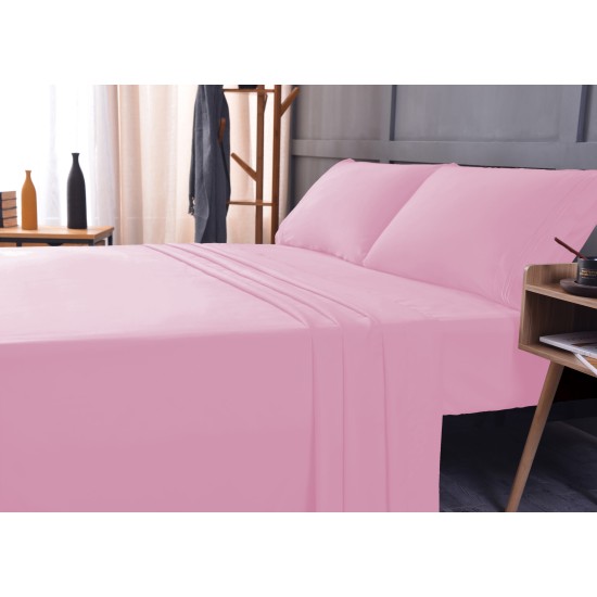  Wrinkle Free Sheet Sets with Deep Pockets & Stain Resistant, 4 pc, 1800 Thread Count Bamboo Based, Pink, Queen