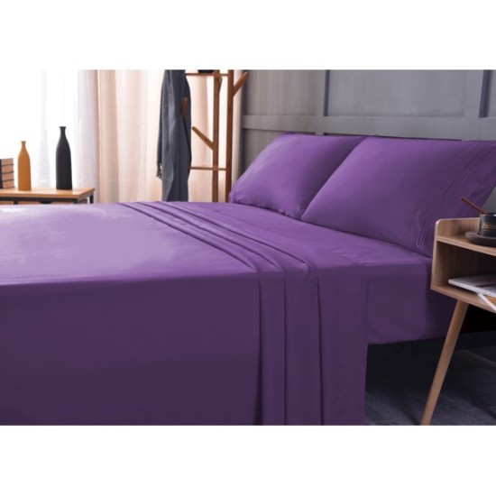  Wrinkle Free Sheet Sets with Deep Pockets & Stain Resistant, 4 pc, 1800 Thread Count Bamboo Based, Violet, Full