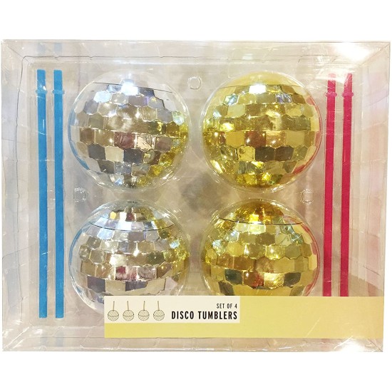  Disco Ball Tumbler & Straw Set, standard (Gold and Silver)