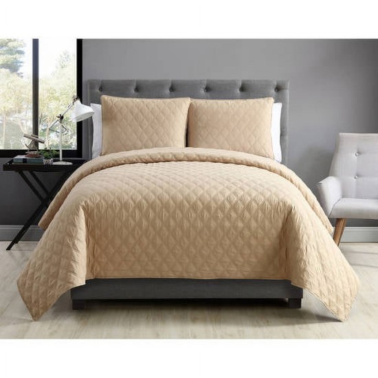  Home Nina II 3-Piece Geometric Polyester Comforter Sets, Taupe, Full/Queen