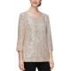  Womens Sequin-Detail Tunic Blouse, Taupe, Large