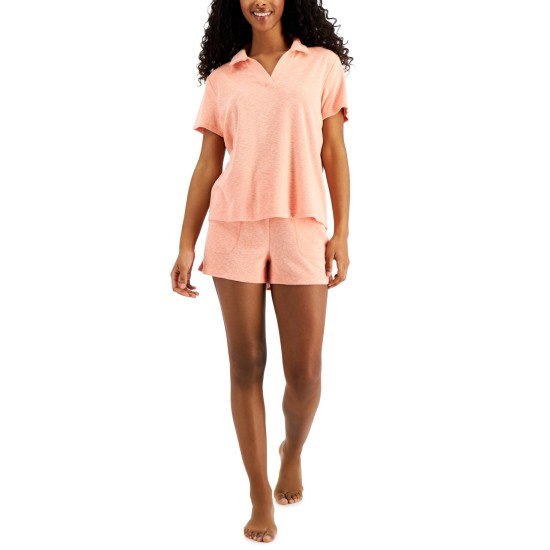  Women S Terry Cloth 2-Pc. Shorts Set, Orange, X-Large