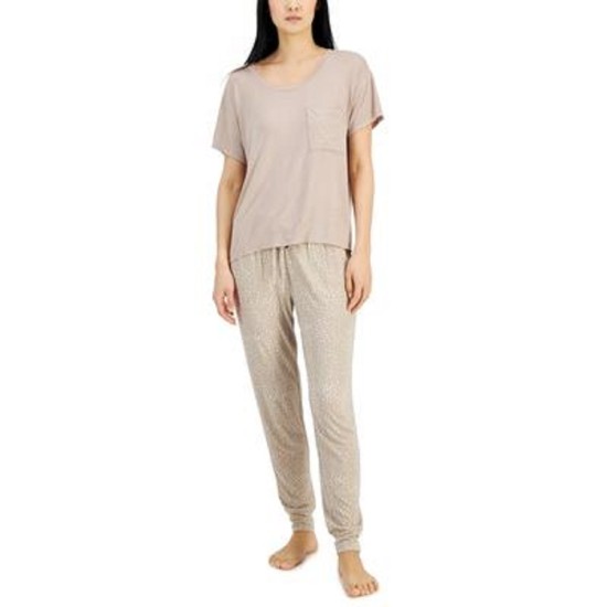  Womens Super Soft Scoop-Neck Pajama Top, Beige, Large