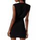  Women’s Lunette Glitter Twist-Front Bodycon Mini Dress, Black, Medium