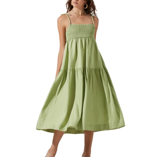  Womens Marlene Sleeveless Midi Dress, Green, XS