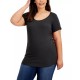  Trendy Plus Size Scoop-Neck T-Shirt, Black, 1X